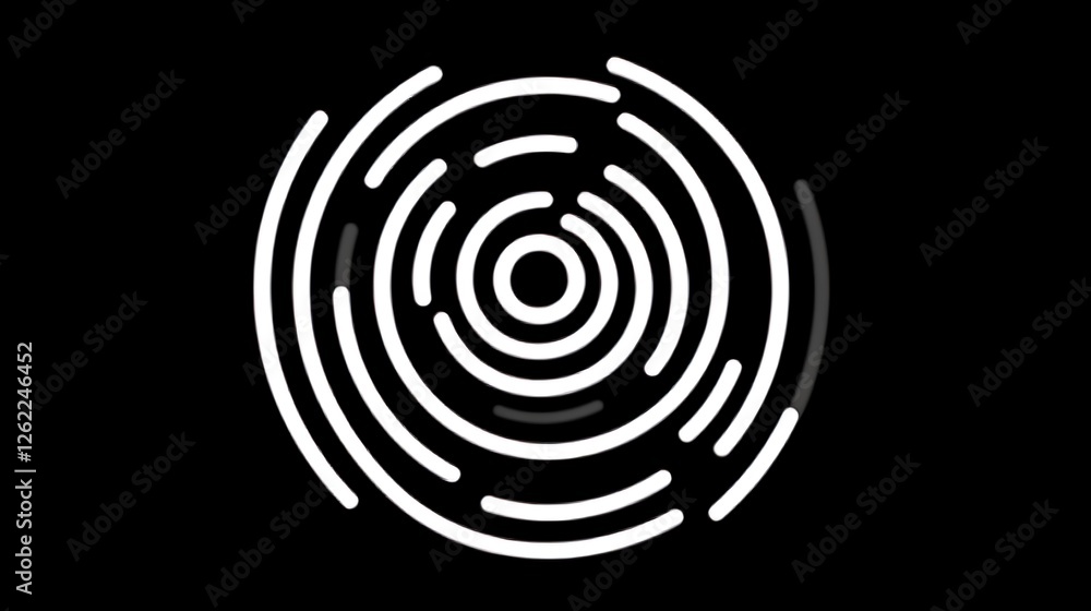 Abstract concentric circles design white on black background Abstract concentric circles design white on black background