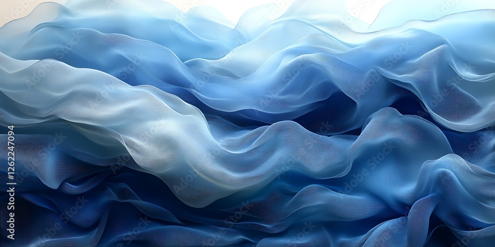 Obraz premium Blue silk waves, abstract background, design