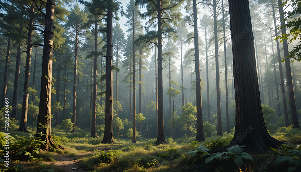 Naklejka premium The forest has young trees, big trees, and wide and tall forests.