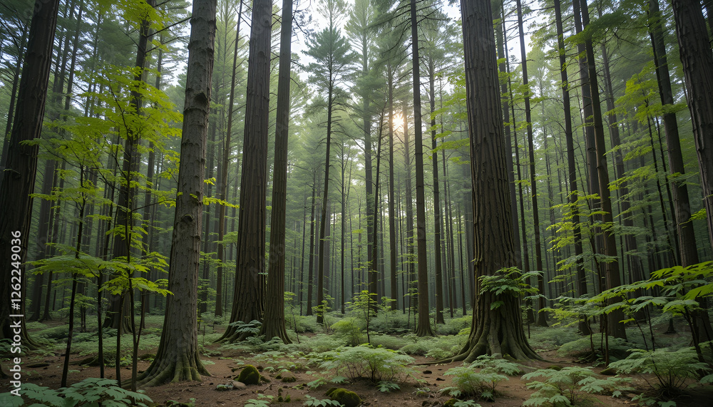 The forest has young trees, big trees, and wide and tall forests. The forest has young trees, big trees, and wide and tall forests.