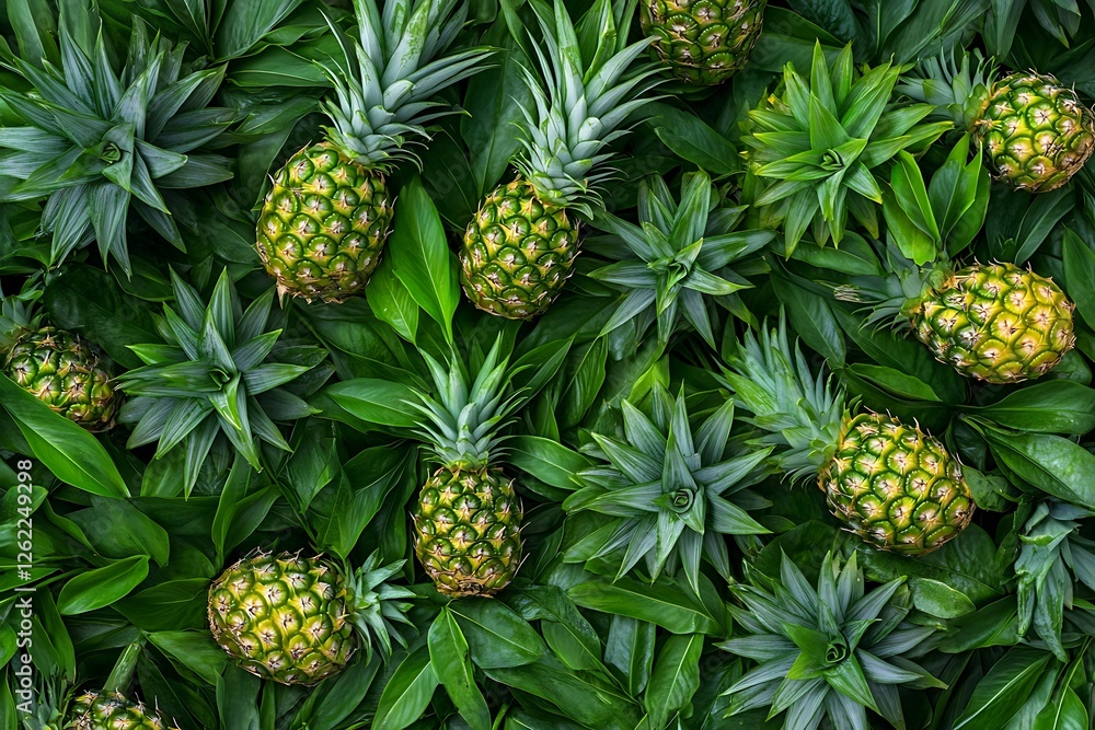 Pineapple pattern. Pineapples background. Top view. Pineapple pattern. Pineapples background. Top view.