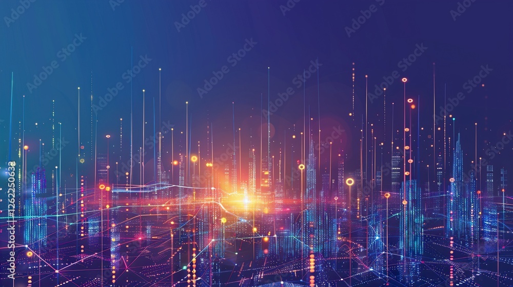 Fototapeta premium Smart City Dot Connections 