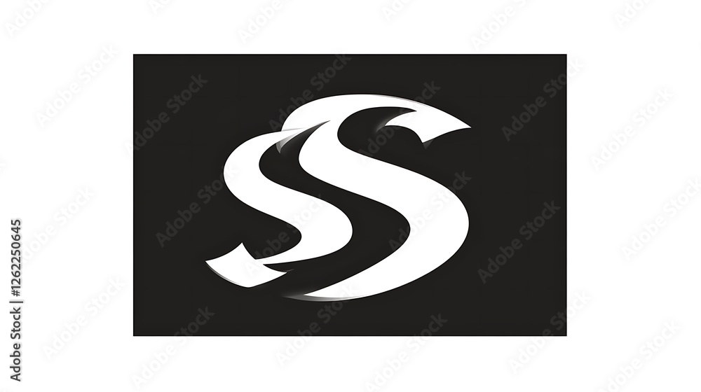 Abstract white S shaped design on black background Abstract white S shaped design on black background