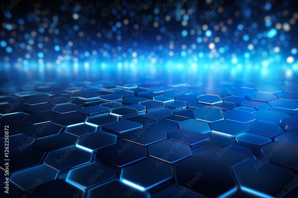 Fototapeta premium Blue Digital Hexagon Tech Background