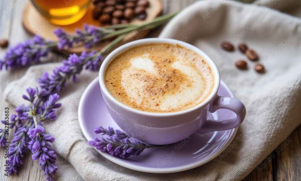 Lavender coffee cup with heart pattern Lavender coffee cup with heart pattern