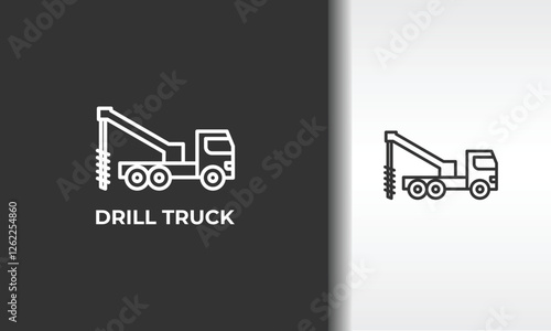 Drill Truck Vector, Icon Or Logo Sign Isolated Symbol Illustration