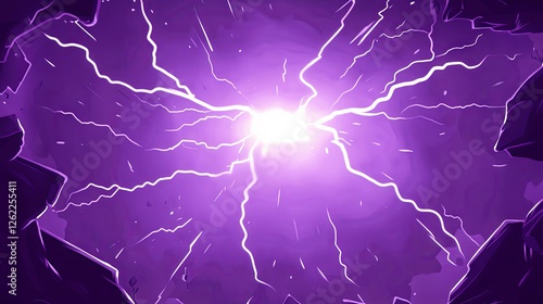 Blank purple comic-style background featuring thunder lightning bolts for a dramatic dialog or caption setting in the centre
