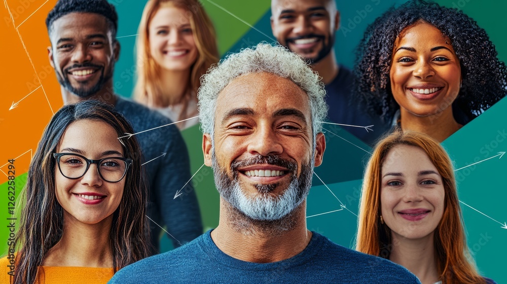 Group of people smiling and posing for a photo. The photo is titled 