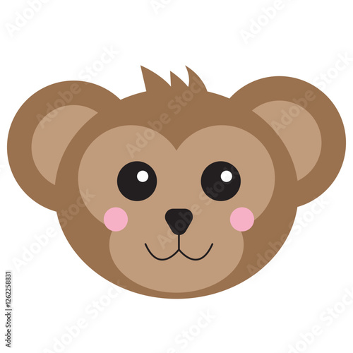 Cute cartoon monkeys face suitable for kids products, social media, stationary, and educational materials. Bright, fun, and engaging design