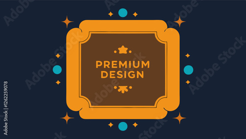 a vintage-inspired decorative frame encasing the text 'Premium Design,' perfect for upscale branding, product packaging, and promotional materials