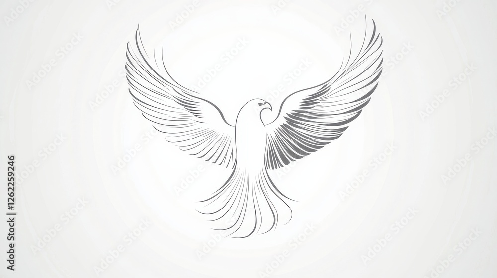 Fototapeta premium Elegant Line Art Illustration of a Majestic Soaring Bird