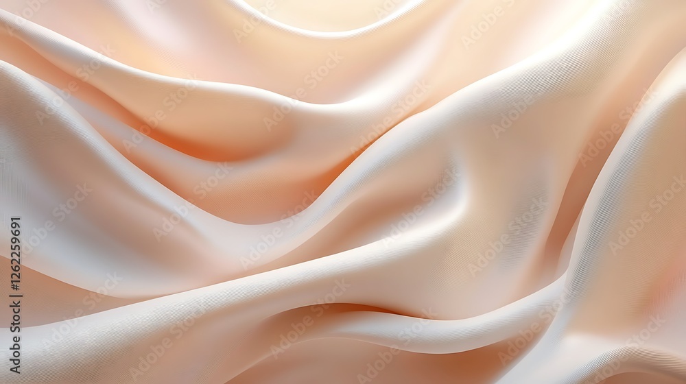 Fototapeta premium Peach silk fabric waves, elegant texture background