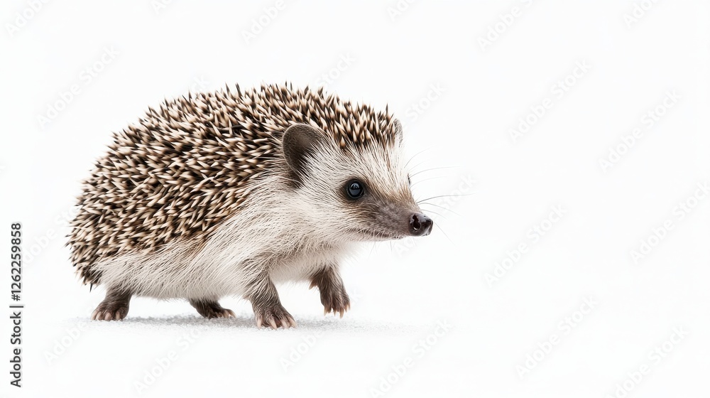 Obraz premium Close-Up View of an Adorable Hedgehog on White Background