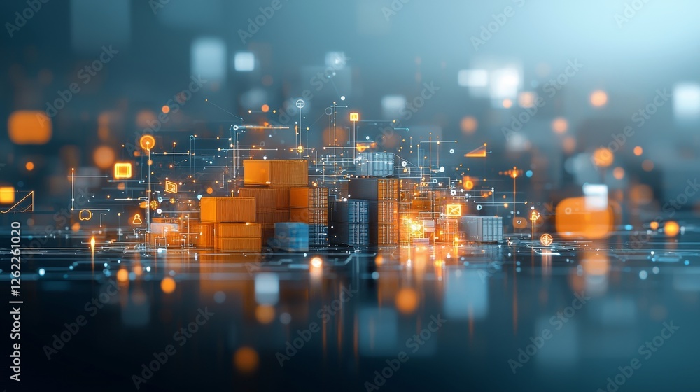 Digital transformation in supply chain management global business hub infographic design modern environment aerial view innovative technology Digital transformation in supply chain management global business hub infographic design modern environment aerial view innovative technology