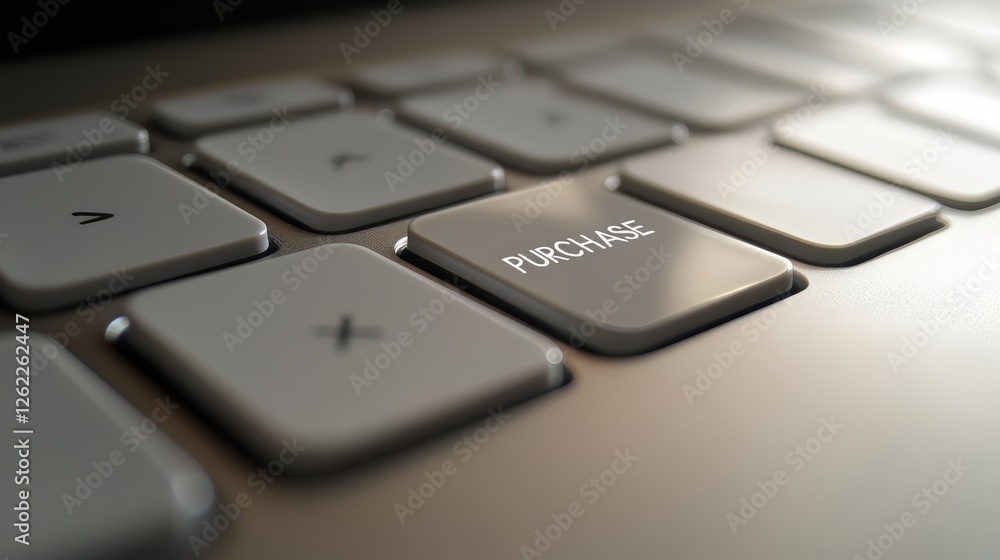Close-up of Keyboard with Purchase Button Symbolizing Online Shopping and Technology