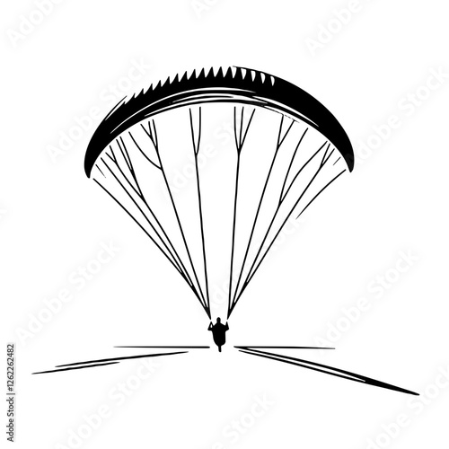 Paraglider icon, black and white PNG for air sports, adventure, and extreme travel