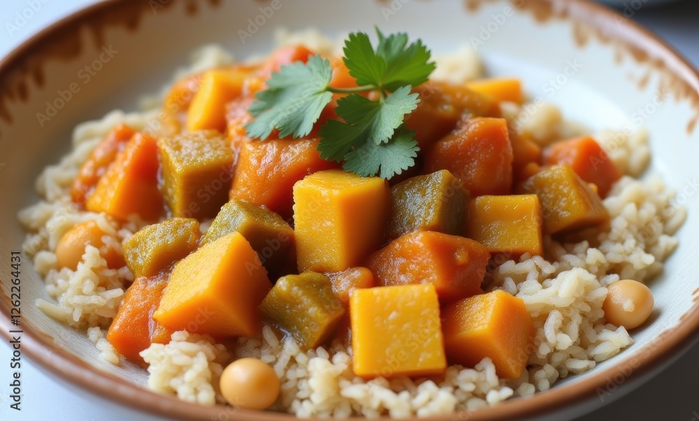 Delicious vegetable rice bowl with herbs Delicious vegetable rice bowl with herbs