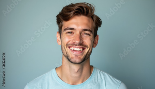 Wallpaper Mural Smiling Man Portrait - Joyful Expression Torontodigital.ca