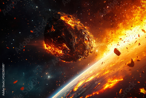 Fiery Asteroid Impact on Earth