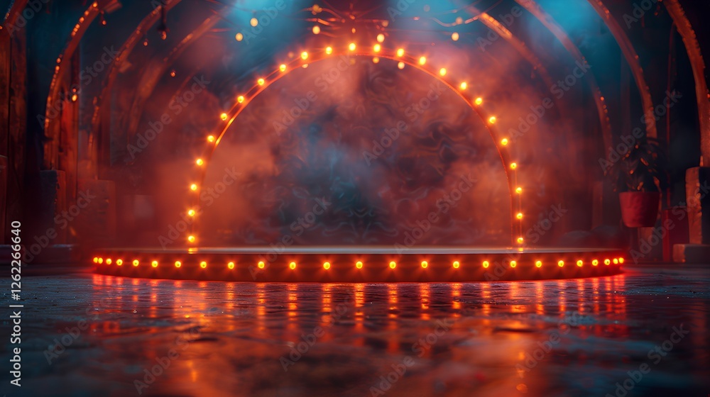 Obraz premium podium stage with frame light theatre background. casino gambling ambiance