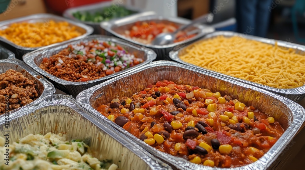 Obraz premium Delicious Chili and Pasta Buffet - Perfect for Parties