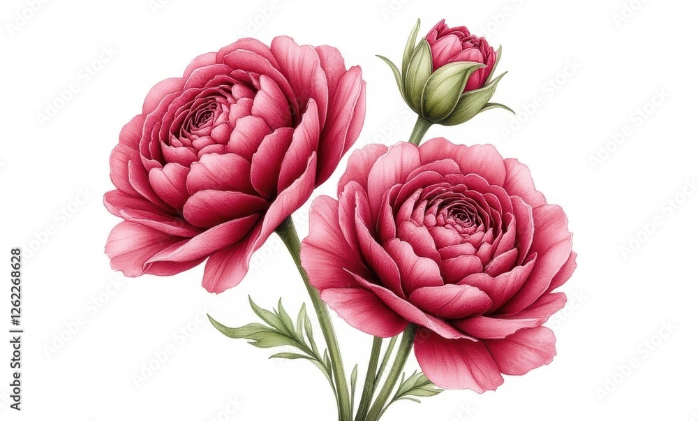 Beautiful pink ranunculus flowers in bloom. Beautiful pink ranunculus flowers in bloom.