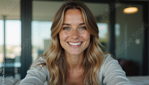 Wallpaper Mural Smiling Woman Portrait - Radiant Beauty Torontodigital.ca