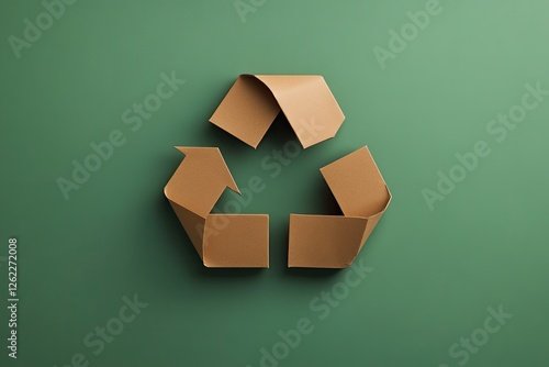 Recycled paper symbol on green background for eco-friendly design photo