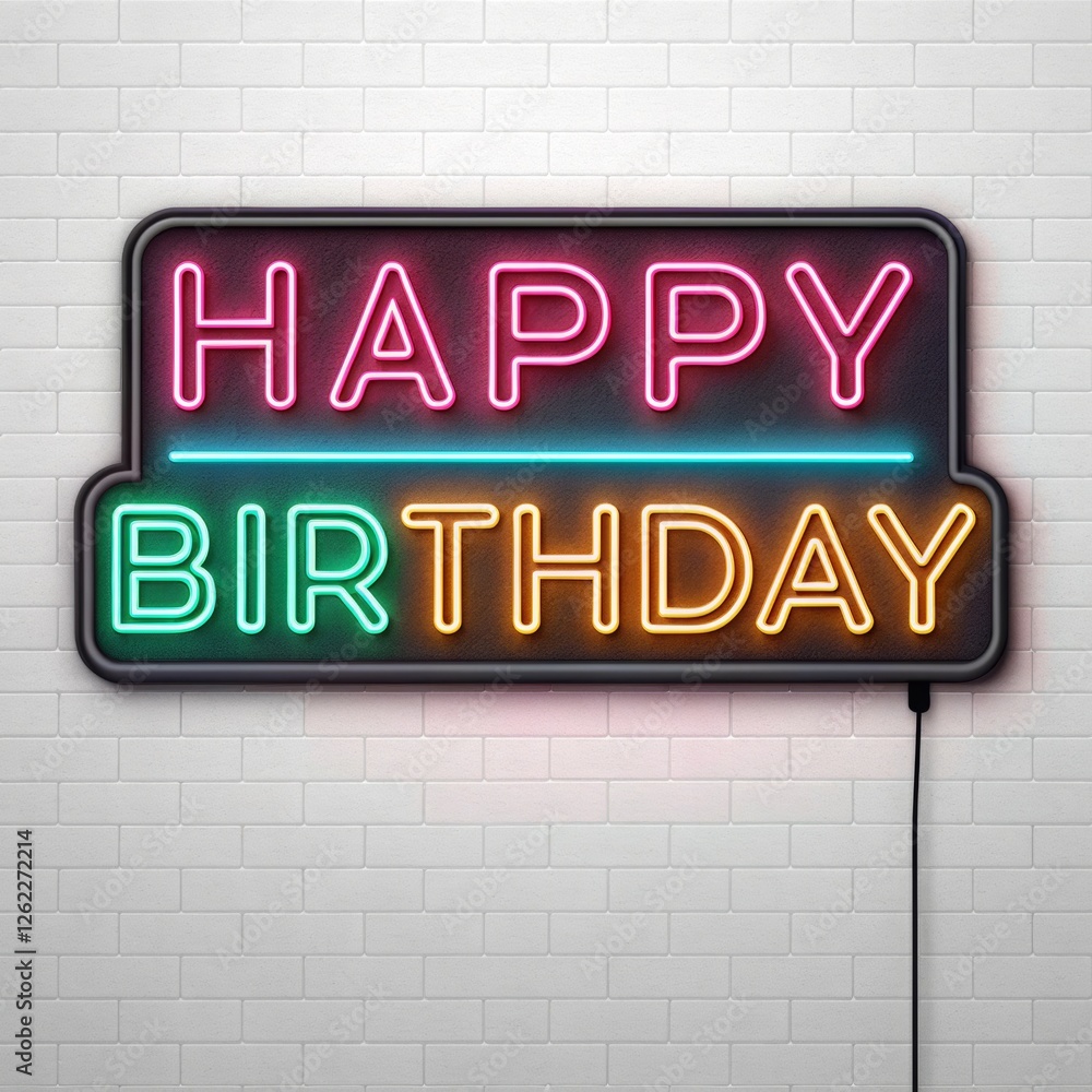 Obraz premium A vibrant neon sign displays 