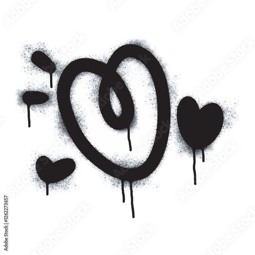 Spray Painted Graffiti heart icon Sprayed isolated with a white background. graffiti love icon with over spray in black over white. Vector illustration.