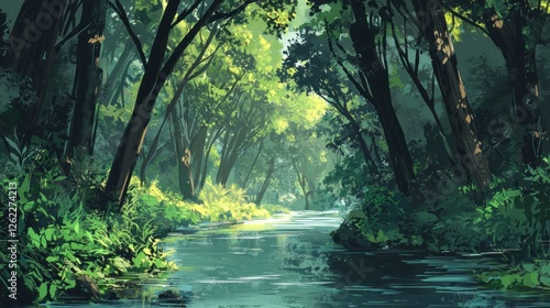 Serene Forest River: A Tranquil Escape into Nature's Embrace