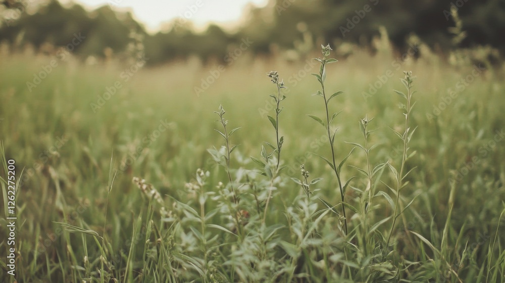 Summer meadow plants, sunset background, nature scene, website banner Summer meadow plants, sunset background, nature scene, website banner