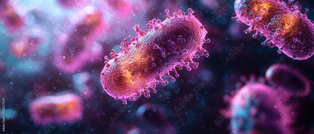 Naklejka premium Stunning Digital Microscopic View of Bacteria Cells
