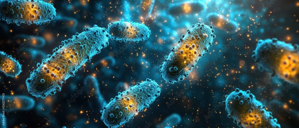 Fototapeta premium Vibrant Illustrations of Bacteria with DNA Elements