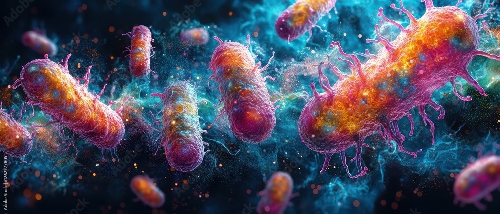 Naklejka premium Educational Illustration of Bacterial Transformation Process