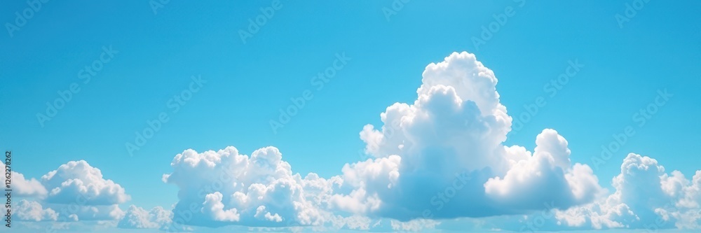 Fluffy white cumulus cloud against vibrant azure sky , photography, background Fluffy white cumulus cloud against vibrant azure sky , photography, background