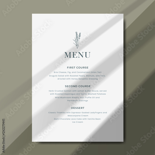 Clean and stylish menu wedding template with elegant typography. Perfect for receptions, anniversary, dinners, birthday party and formal gatherings. Printable menu design with size 5