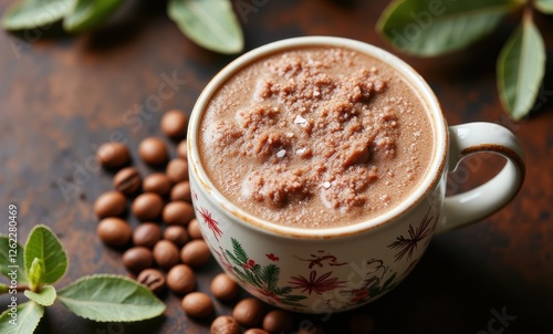 Delicious frothy coffee in a cup photo