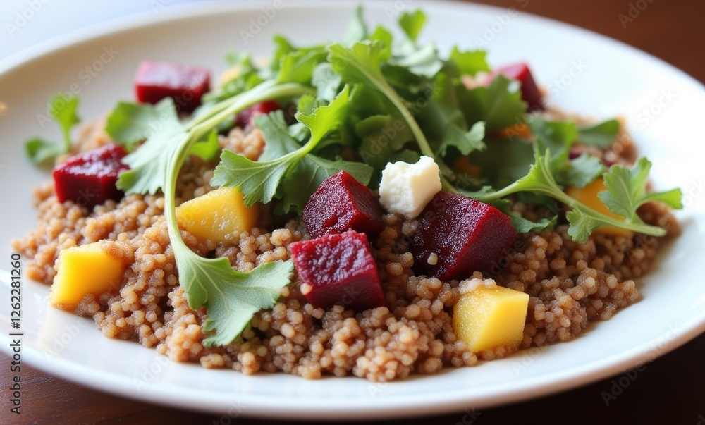 Colorful couscous salad with beets and mango Colorful couscous salad with beets and mango