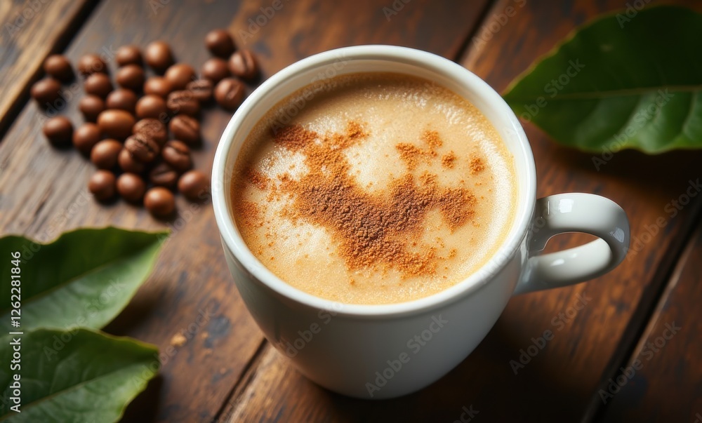 Delicious coffee with artistic toppings Delicious coffee with artistic toppings