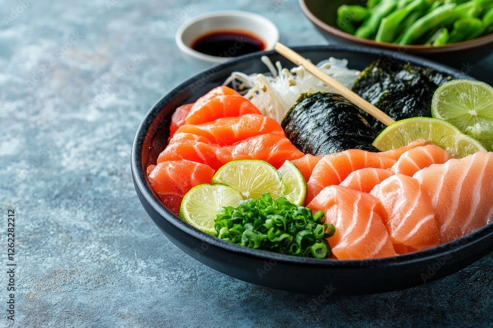 Shabu Shabu: Japanese Meal with Nori, Lime, and Fresh Ingredients in Traditional Serving Pan Shabu Shabu: Japanese Meal with Nori, Lime, and Fresh Ingredients in Traditional Serving Pan