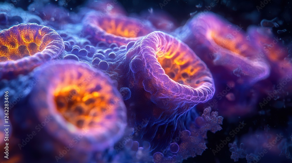 Microscopy of Bacterial Ribosomes in Color Enhanced View Microscopy of Bacterial Ribosomes in Color Enhanced View