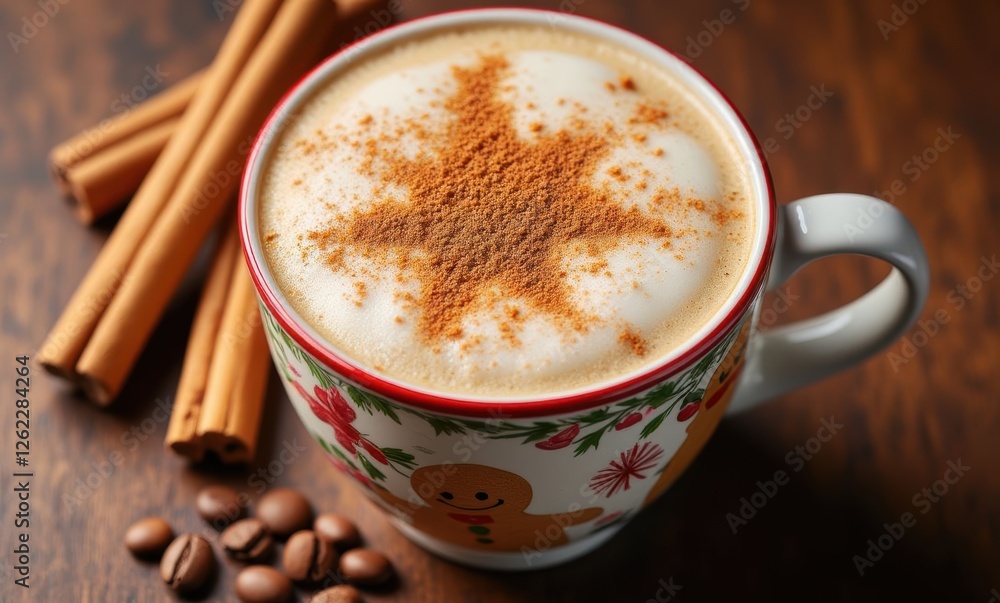 Festive coffee with spices and gingerbread theme Festive coffee with spices and gingerbread theme