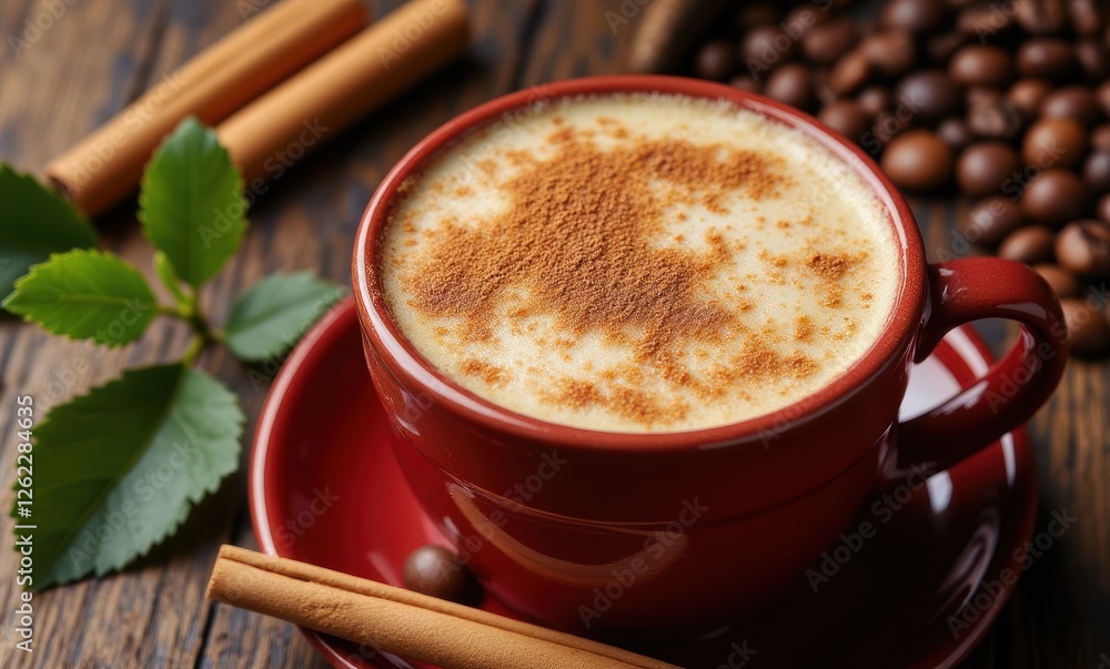 Delicious coffee with cinnamon and cocoa Delicious coffee with cinnamon and cocoa