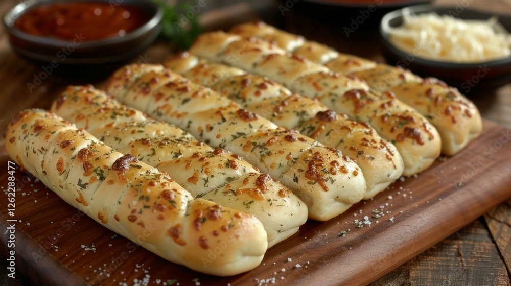 Fresh pizza bread sticks on dark surface. Bread sticks with fresh oregano, pepper, cheese and herbs. Fresh pizza bread sticks on dark surface. Bread sticks with fresh oregano, pepper, cheese and herbs.