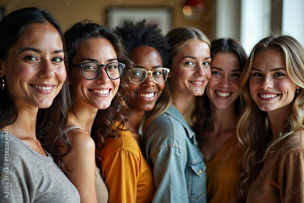 Fototapeta premium Diverse group of multicultural individuals, warm and inclusive atmosphere.