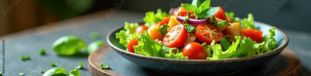 Healthy salad consumed post-workout; fresh ingredients, vibrant colors, gym, wellness Healthy salad consumed post-workout; fresh ingredients, vibrant colors, gym, wellness