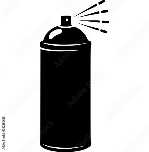 Spray Paint Can Icon, Black Aerosol Can Silhouette, Graffiti Art Symbol, Vector Spray Bottle Illustration, Airbrush Tool Design, Urban Street Art Concept, Editable Stencil Template
