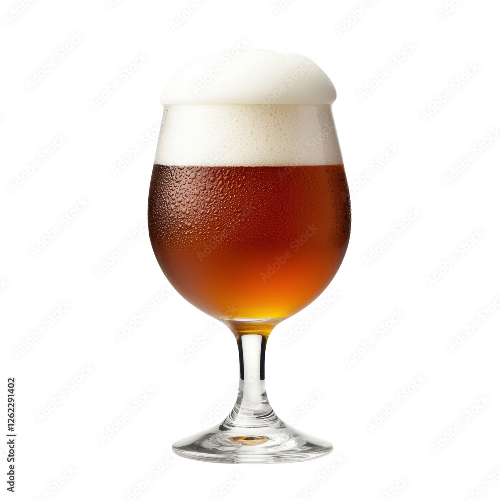 Freshly Poured Glass of Amber Beer with Foamy Head on Top Freshly Poured Glass of Amber Beer with Foamy Head on Top