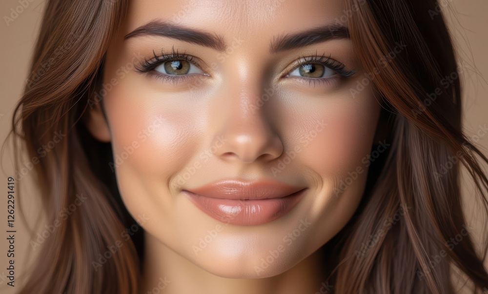 Smiling young Caucasian woman with brown hair Smiling young Caucasian woman with brown hair